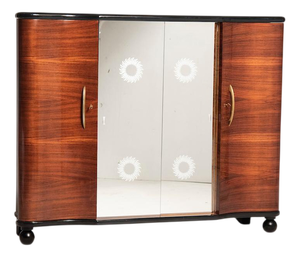 Art Deco Italian Bar Cabinet in Walnut and Burl, 1940