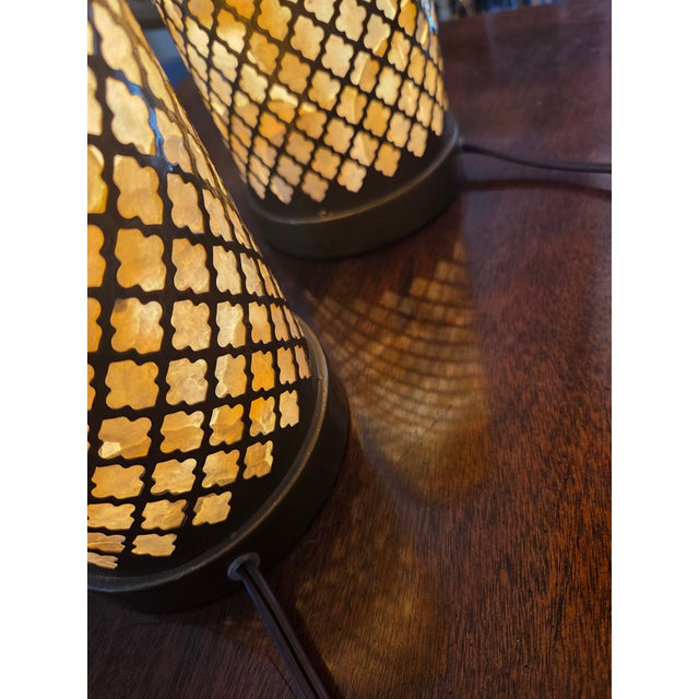 Late 20th Century Vintage Capiz Shell Lamps - A Pair For Sale - Image 5 of 12