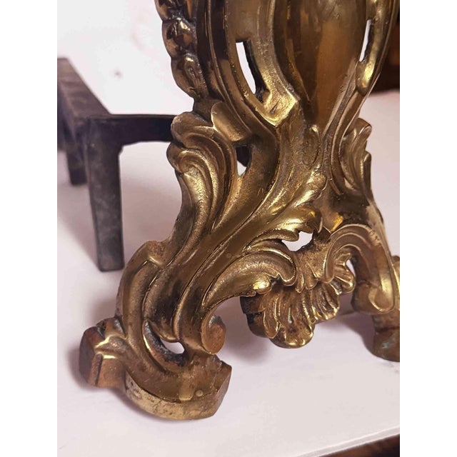 French Gilt Bronze Antique French Andirons - A Pair For Sale - Image 3 of 9