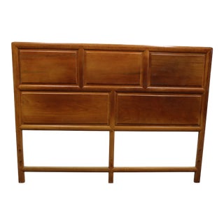 Mid Century Modern Teak Raised Panel Full Size Headboard For Sale