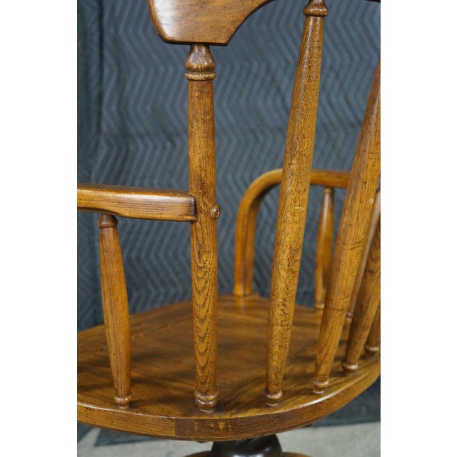 Mid Century Oak Bentwood Windsor Barrel Back Swivel Bankers Office Desk Chair For Sale - Image 16 of 18