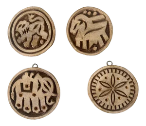 Vintage Indian Wood Block Printing Stamps - Set of 4