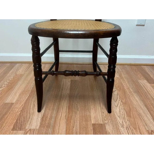 Early 20th Century Victorian Cane Seat Spindle Balloon Back Parlor Chair For Sale - Image 4 of 11