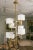 Vintage Art Deco Brass Chandelier 8 Light Cubic Shape Milk Glass Shades For Sale - Image 4 of 4