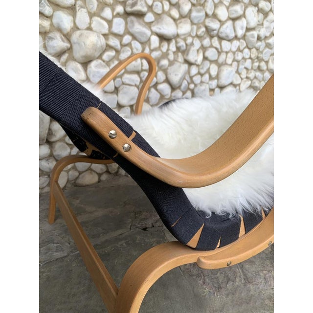 Pernilla Lounge Armchair in Beech and Black Canvas by Bruno Mathsson for Dux, 1970 For Sale - Image 9 of 17