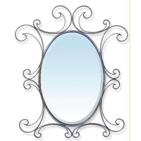 Brushed Nickel Steel Rod Oval Wall Mirror This artful and unique mirror creates smooth lines from strong metal in a tin,...