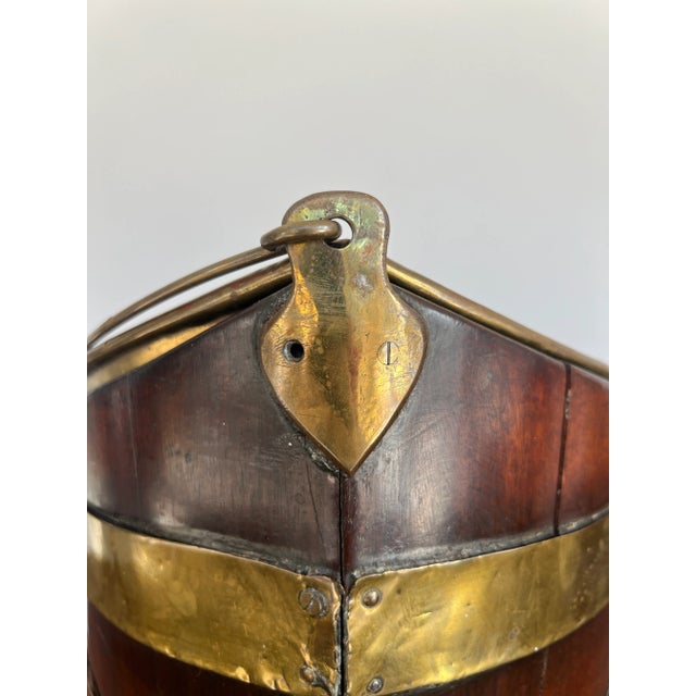 Brass George III Mahogany & Brass Mounted Peat or Kindling Bucket C. 1800 For Sale - Image 8 of 8