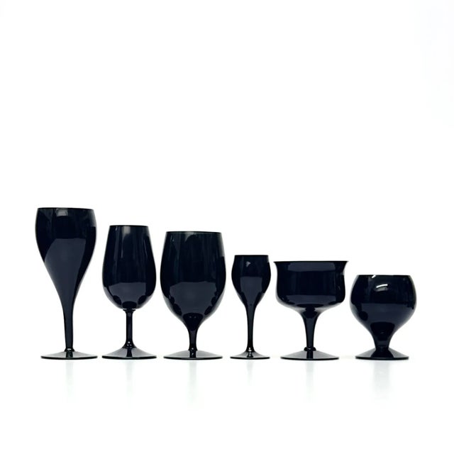 Mid-Century Modern Mid Century Modern Black Glass Stemware Curation - Group of 11 For Sale - Image 3 of 3
