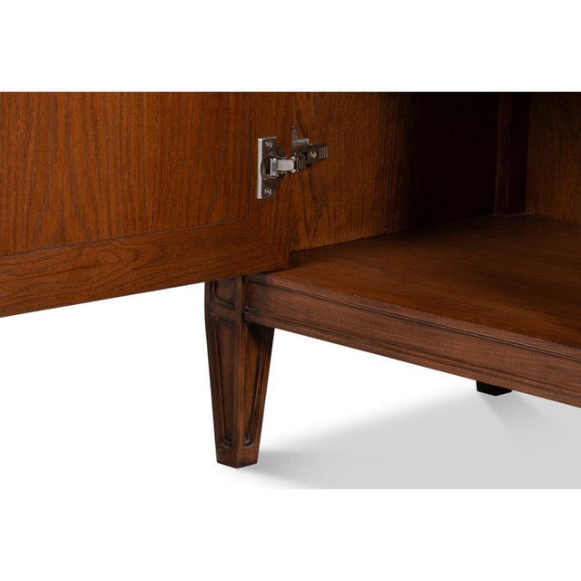 Brown Walnut Burl Four-Door Credenza with Inlaid Panels For Sale - Image 8 of 10