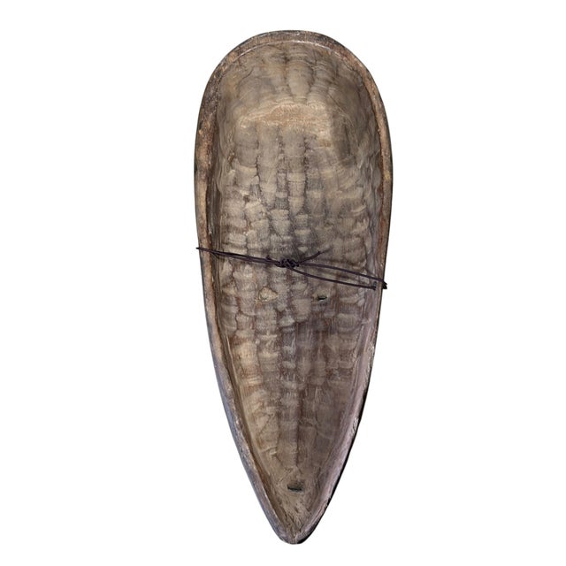 Wood Vintage Large Fang Mask Elongated Face Gabon African Mask 23" H For Sale - Image 7 of 8