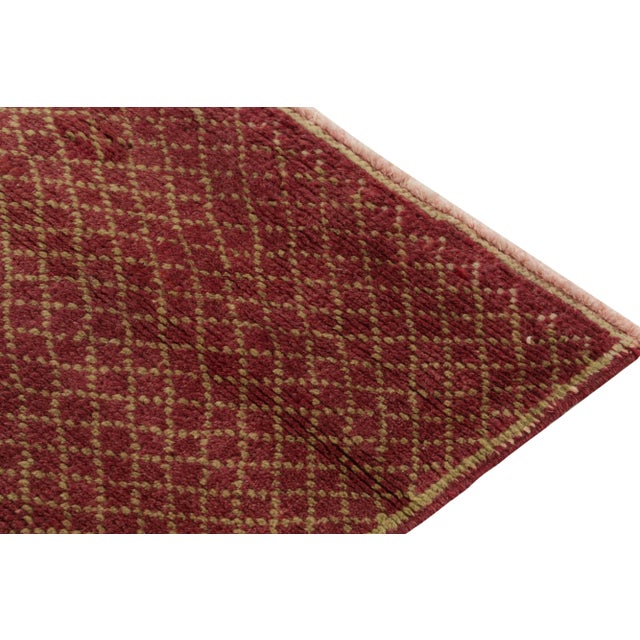 1960s 1960s Vintage Distressed Rug in Red & Beige-Green Geometric Pattern For Sale - Image 5 of 7