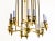 Twelve-light brass Skyscraper chandelier.