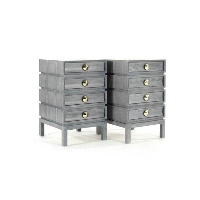 Modern Stacked End Tables in Grey Ceruse For Sale - Image 3 of 13