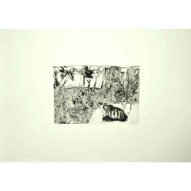 Etching on paper. Hand signed and numbered. Edition of 102 (16/102). Belongs to the suite "Galleria Grafica...
