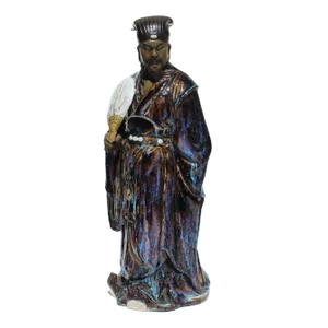 Chinese Ceramic Blue Glaze Historic ZLarge Liang Figure