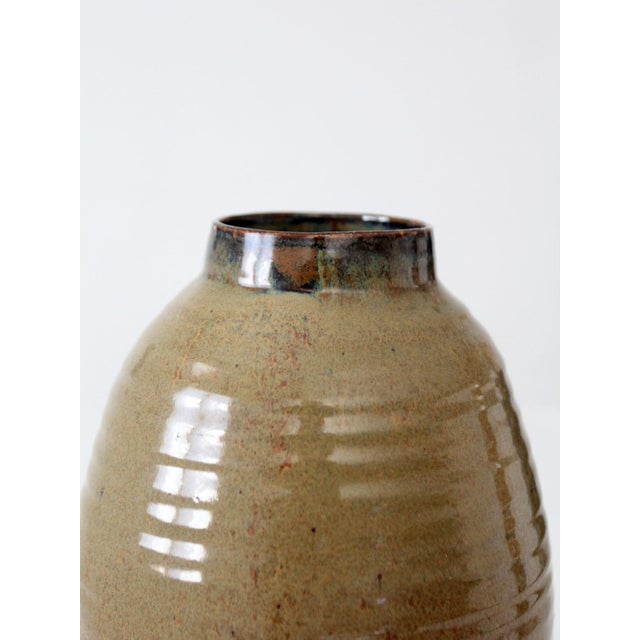 Contemporary Vintage Handmade Studio Pottery Vase For Sale - Image 3 of 10