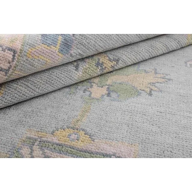Modern Handknotted Oushak Rug in Blue & Sage with Pops of Lavender, 8' x 10' For Sale - Image 4 of 9