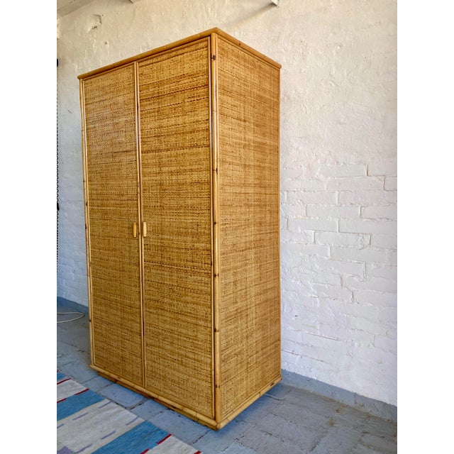 Vintage Italian Cabinet in Rattan, 1970s For Sale - Image 4 of 11