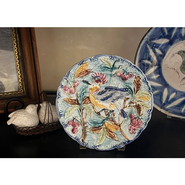 Wasmuel Majolica Plate, Belgium, 1890's For Sale - Image 4 of 13