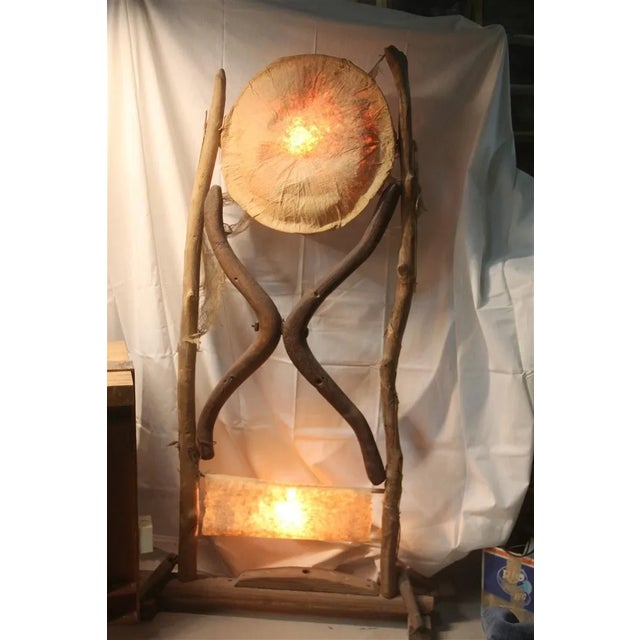 Parchment and Wood Floor Lamp, 1960s For Sale - Image 10 of 16