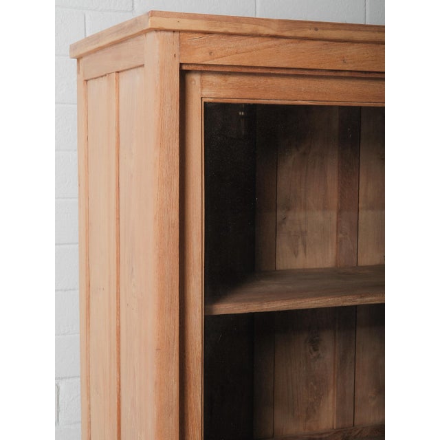 Bleached Wooden Glass-Front Cabinet With Sliding Doors For Sale - Image 4 of 6