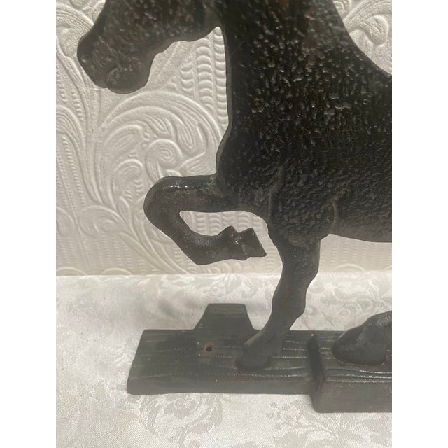 Metal Vintage Hand Made Cast Iron Black Horse Weathervane Top For Sale - Image 7 of 12