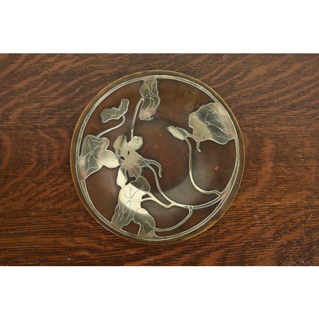 Heintz Style Arts & Crafts Sterling Silver on Bronze Plate For Sale - Image 9 of 9