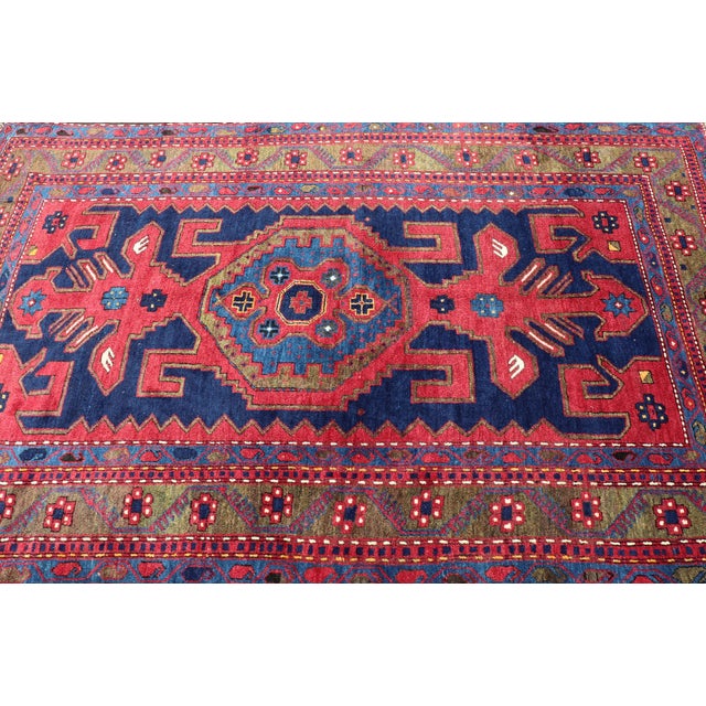 Antique Caucasian Kazak Rug With Bold Geometric Tribal Medallion Design For Sale - Image 12 of 16