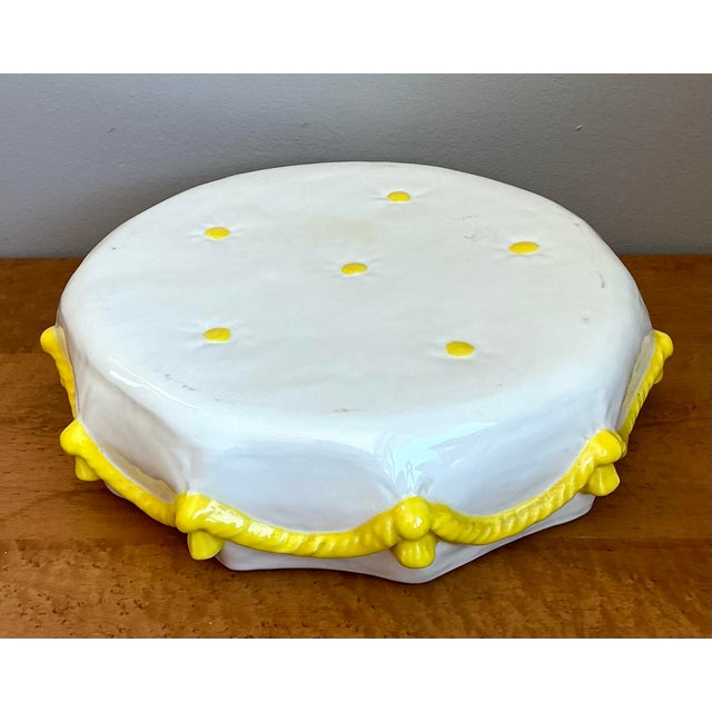 Vintage Glazed Ceramic Tufted Cushion For Sale - Image 11 of 12