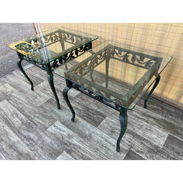 A Pair of Late 20th Century Cast Iron Glass Top Side Tables. For Sale - Image 4 of 18