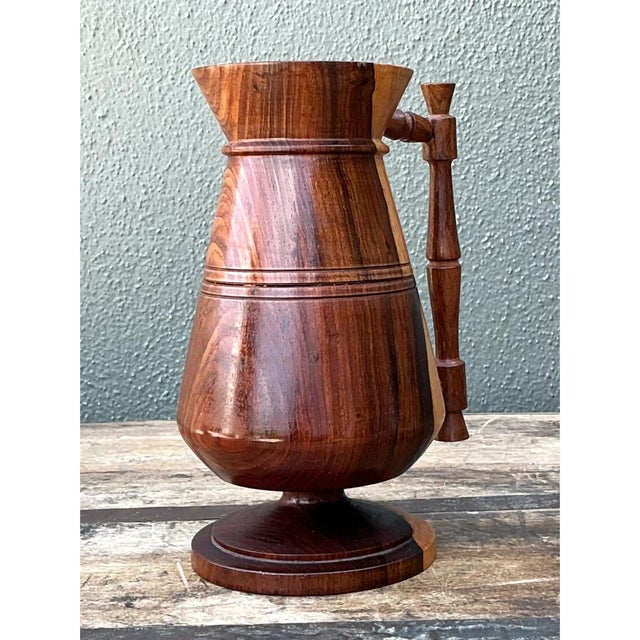 Sienna Vintage Turned Wood Pitcher For Sale - Image 8 of 12