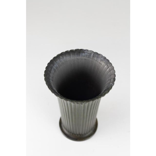 Art Deco Fluted Disko Metal Vase by Just Andersen, Denmark, 1940s For Sale - Image 4 of 18