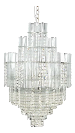 Sciolari Tiered Crystal and Chrome Chandelier