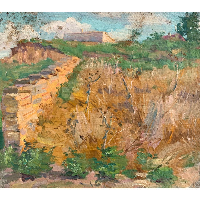 Vintage Rural Landscape Painting, Impressionism, Ukrainian Art, 1961 For Sale