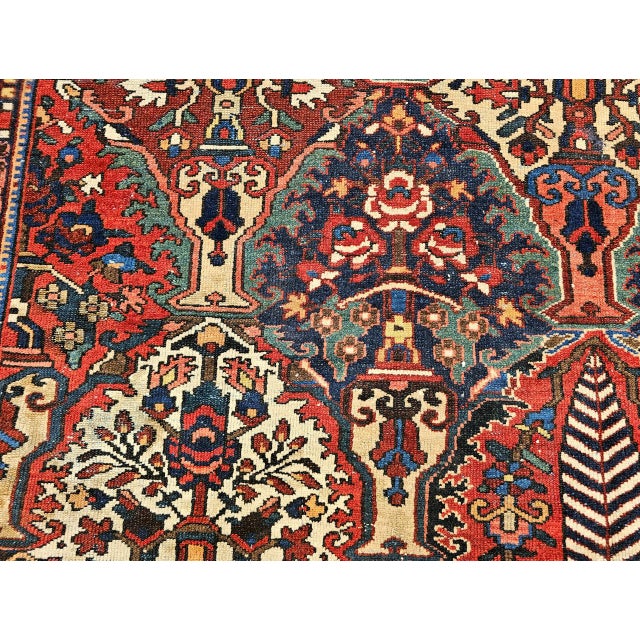 Vintage Oversized Persian Bakhtiari Rug, Hand-Knotted Wool, Vase Panel Pattern, Red & Ivory, 11x17 For Sale - Image 15 of 17