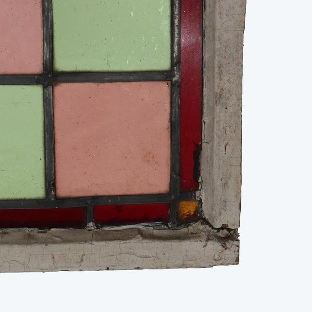 Antique Arts & Crafts Leaded Stained Glass Window C1920 For Sale - Image 9 of 11