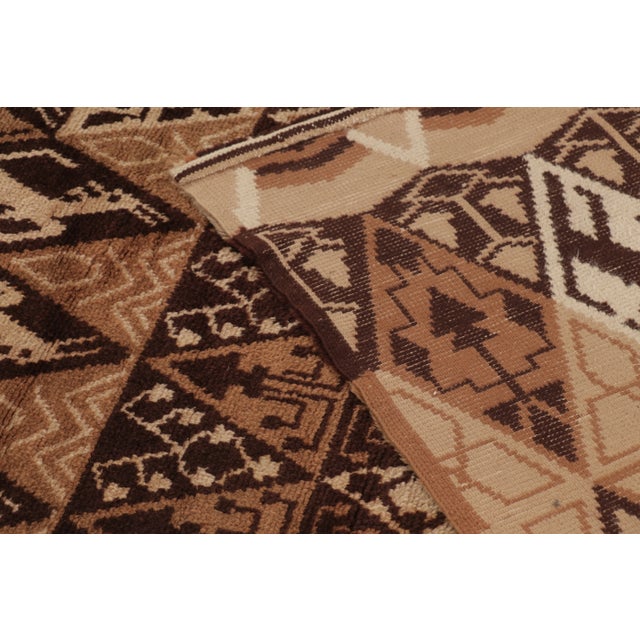 Brown Vintage French Geometric Brown & Beige Wool Pictorial Rug by Rug & Kilim, France For Sale - Image 8 of 11
