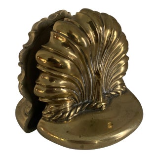 Solid Polished Brass Flower Pod Bookends - A Pair For Sale