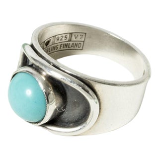 Silver and Turquoise Ring by Erik Granit, 1974 For Sale