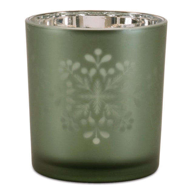 Contemporary Frosted Snowflake Votive Holder (Set of 3) For Sale - Image 3 of 5