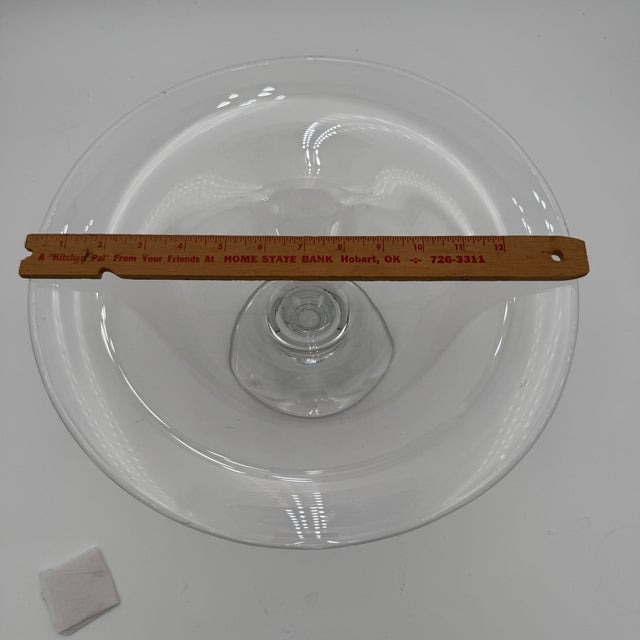 Late 20th Century Vintage Hand Blown Krosno Centerpiece Bowl Poland 14"x6.5" For Sale - Image 5 of 8