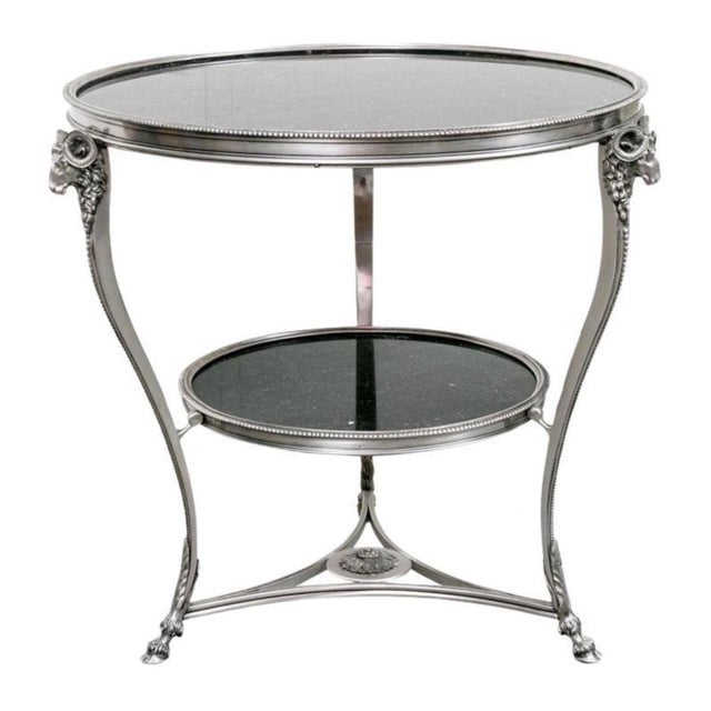 Louis XV Style Silvered Bronze & Black Marble Gueridon Side Table For Sale - Image 4 of 4