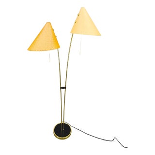 Mid-Century Japanese Style Brass Floor Lamp, 1960s For Sale