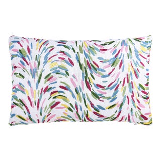 The House Of Scalamandré Fountain Embroidery Lumbar Pillow In Printemps For Sale