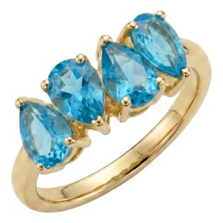 Swiss Blue Topaz Multi-Stone Ring | Statement Blue Topaz Band | December Birthstone Ring Us 7 For Sale