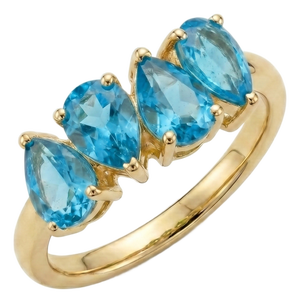 Swiss Blue Topaz Multi-Stone Ring | Statement Blue Topaz Band | December Birthstone Ring Us 7