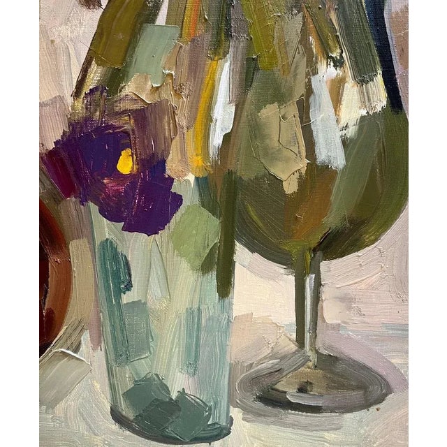 René Guinand, Faded Flowers, 1980s, Oil on Canvas For Sale - Image 9 of 14