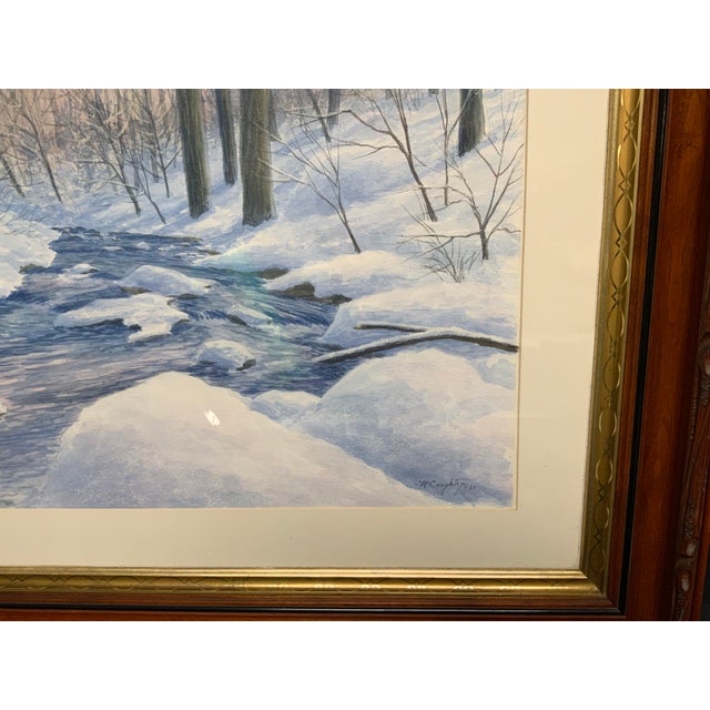 1980’s Winter Scene Watercolor by Charles McCaughtry For Sale - Image 4 of 12
