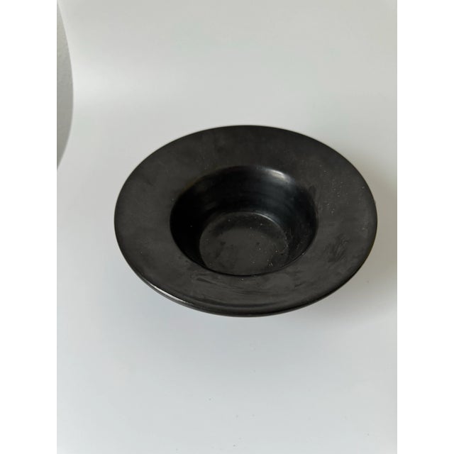 2000 - 2009 Signed Black Black Minimalist Studio Pottery Bowl For Sale - Image 5 of 5