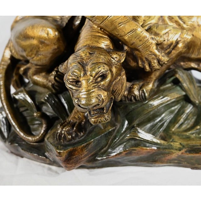 Bronze Combat de Tigres from E. Drouot, 1890s For Sale - Image 5 of 18